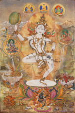 Acryl/Gouache/ Blattgold auf Leinwand
58x88 cm